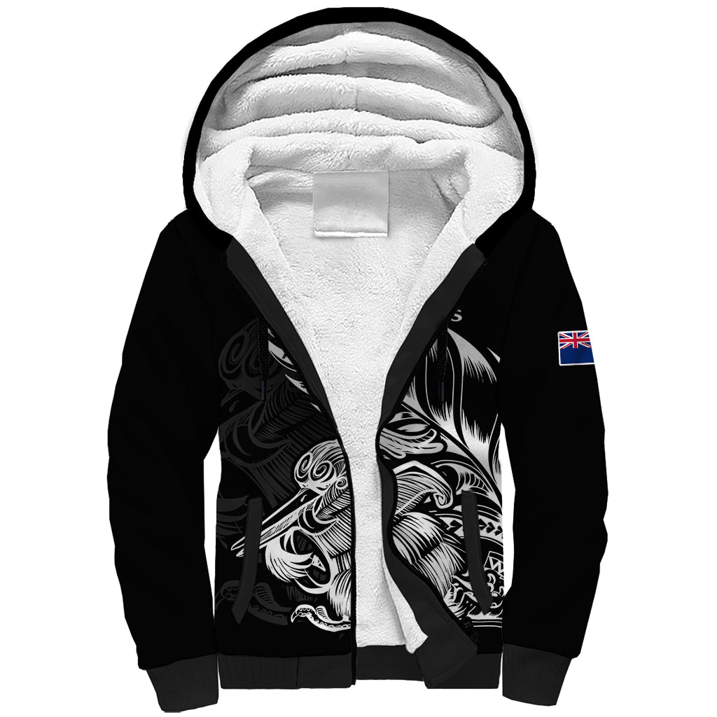 New Zealand Kiwi Rugby Sherpa Hoodie LT9 Unisex Black - Polynesian Pride