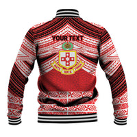 Personalised Kolisi Tonga College Atele Baseball Jacket Polynesian Ngatu Tribal