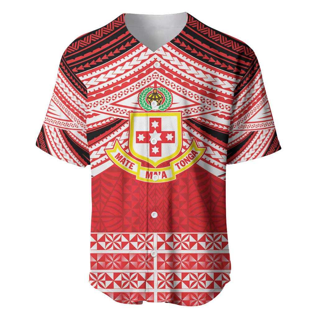 Personalised Kolisi Tonga College Atele Baseball Jersey Polynesian Ngatu Tribal