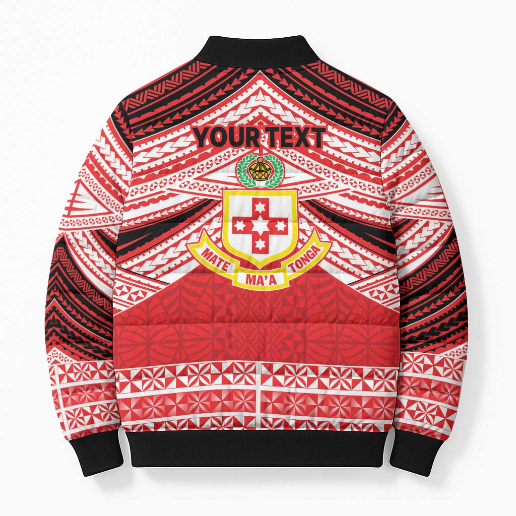 Personalised Kolisi Tonga College Atele Bomber Puffer Jacket Polynesian Ngatu Tribal - Polynesian Pride
