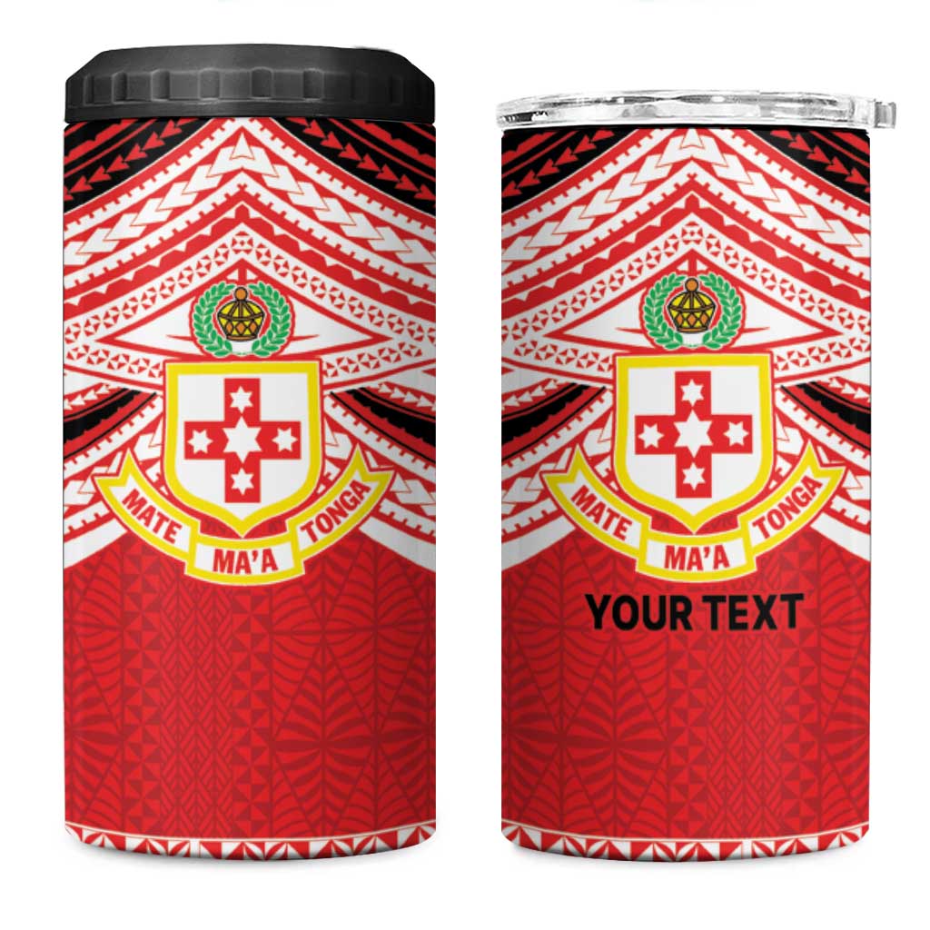 Personalised Kolisi Tonga College Atele 4 in 1 Can Cooler Tumbler Polynesian Ngatu Tribal