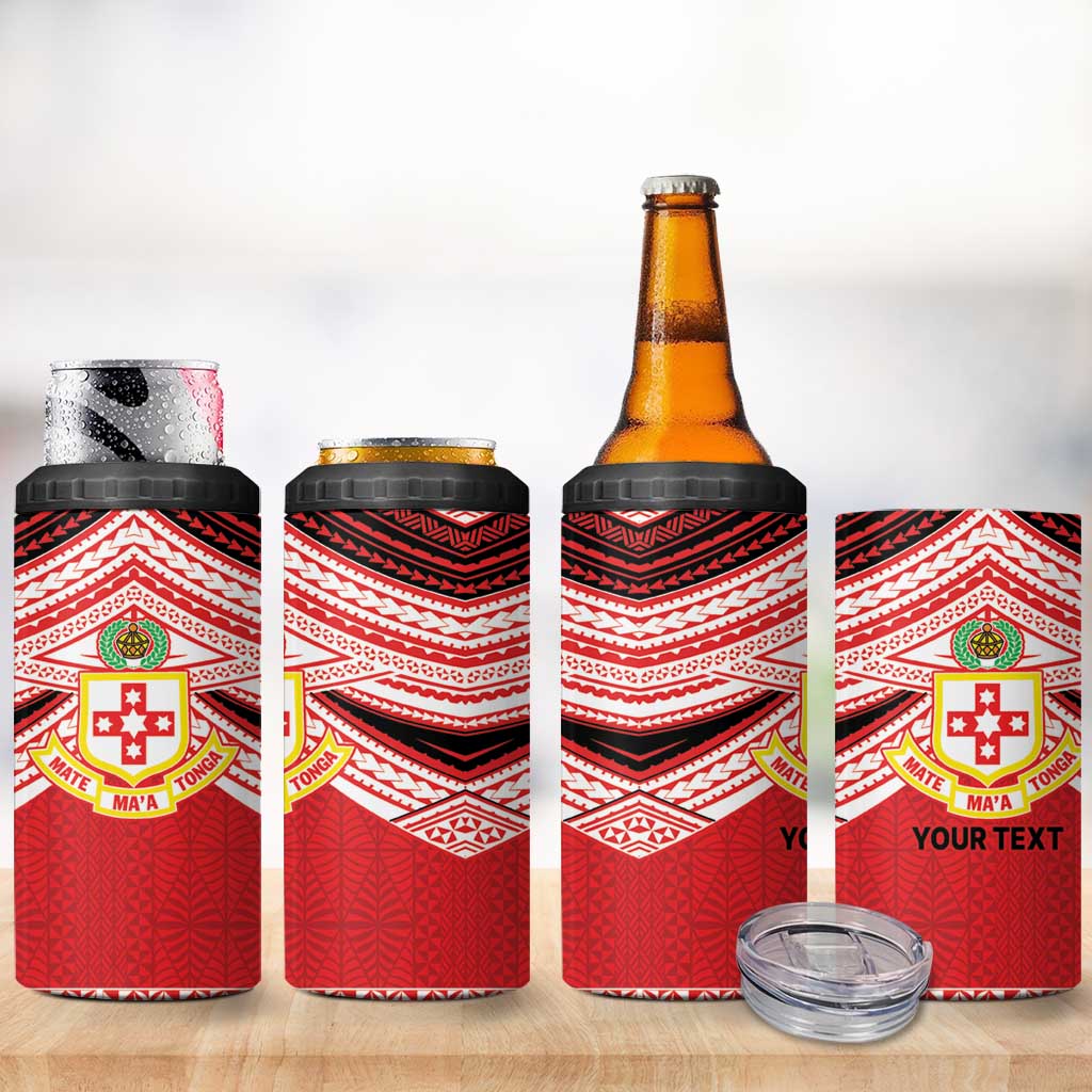 Personalised Kolisi Tonga College Atele 4 in 1 Can Cooler Tumbler Polynesian Ngatu Tribal