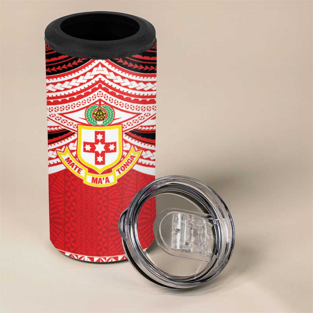 Personalised Kolisi Tonga College Atele 4 in 1 Can Cooler Tumbler Polynesian Ngatu Tribal