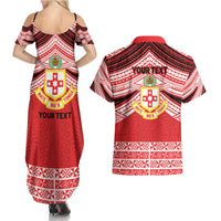 Personalised Kolisi Tonga College Atele Couples Matching Summer Maxi Dress and Hawaiian Shirt Polynesian Ngatu Tribal