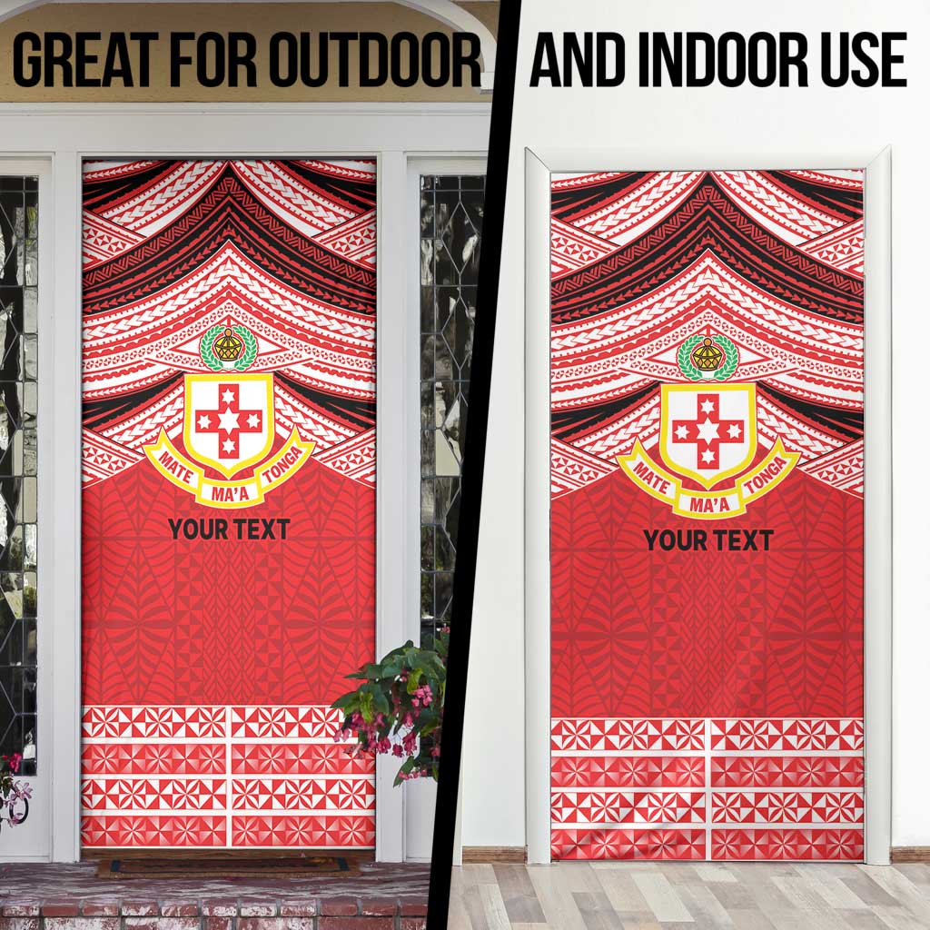 Personalised Kolisi Tonga College Atele Door Cover Polynesian Ngatu Tribal - Polynesian Pride
