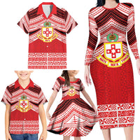Personalised Kolisi Tonga College Atele Family Matching Long Sleeve Bodycon Dress and Hawaiian Shirt Polynesian Ngatu Tribal