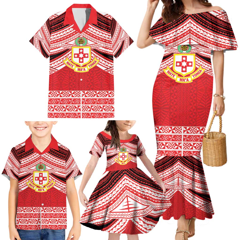 Personalised Kolisi Tonga College Atele Family Matching Mermaid Dress and Hawaiian Shirt Polynesian Ngatu Tribal