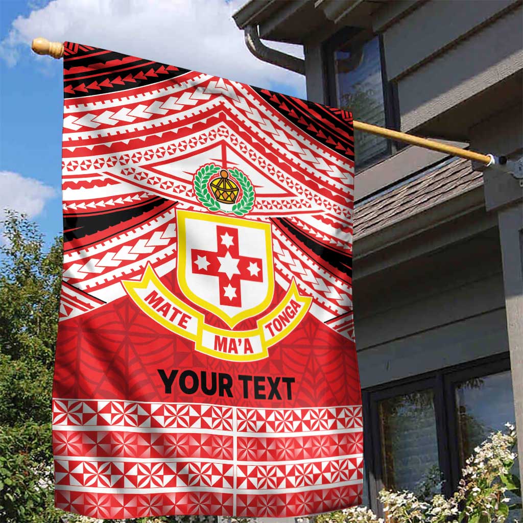 Personalised Kolisi Tonga College Atele Garden Flag Polynesian Ngatu Tribal