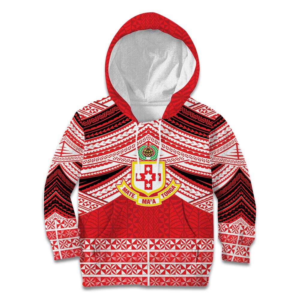 Personalised Kolisi Tonga College Atele Kid Hoodie Polynesian Ngatu Tribal