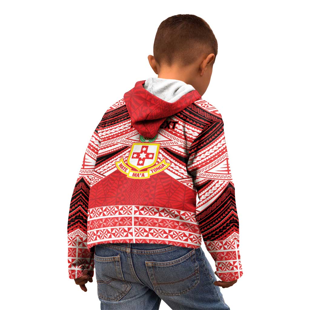 Personalised Kolisi Tonga College Atele Kid Hoodie Polynesian Ngatu Tribal