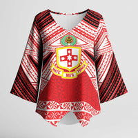 Personalised Kolisi Tonga College Atele Kimono Sleeve Blouse Polynesian Ngatu Tribal - Polynesian Pride