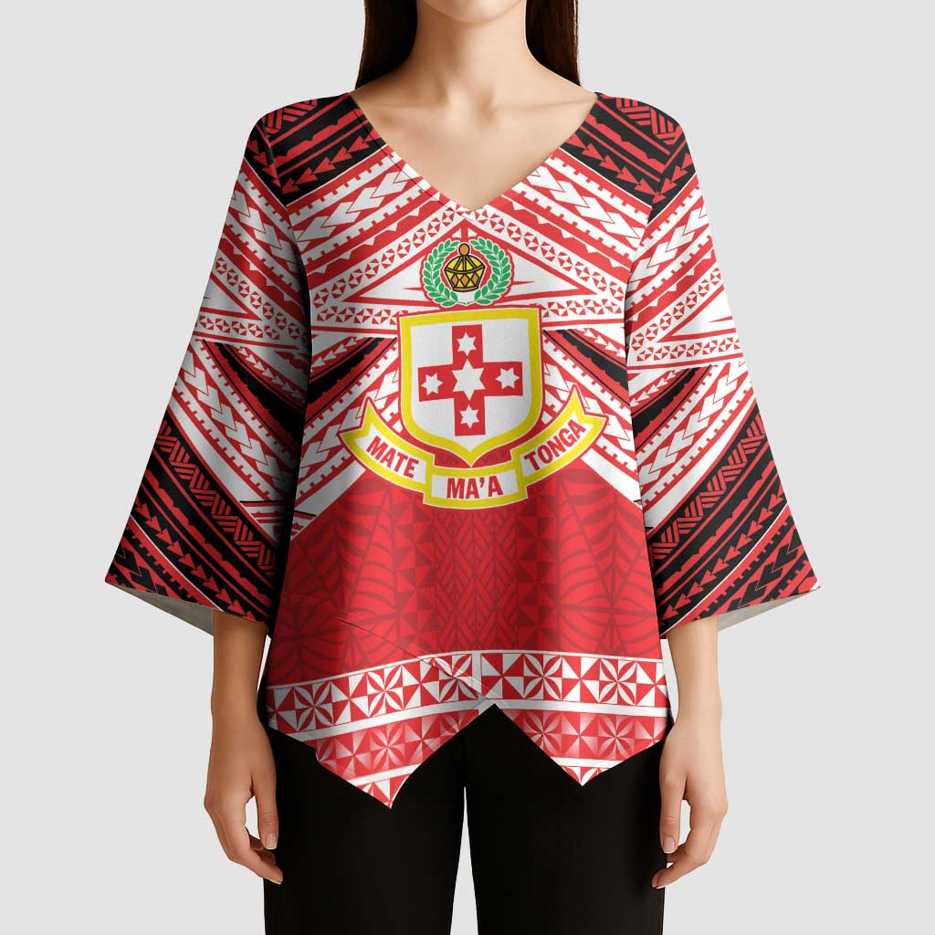 Personalised Kolisi Tonga College Atele Kimono Sleeve Blouse Polynesian Ngatu Tribal - Polynesian Pride