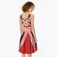 Personalised Kolisi Tonga College Atele Midi Dress Polynesian Ngatu Tribal - Polynesian Pride
