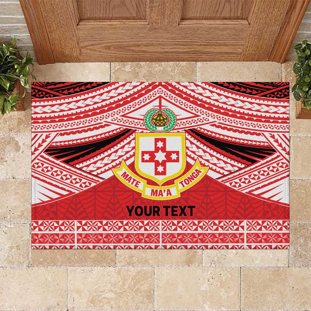 Personalised Kolisi Tonga College Atele Rubber Doormat Polynesian Ngatu Tribal