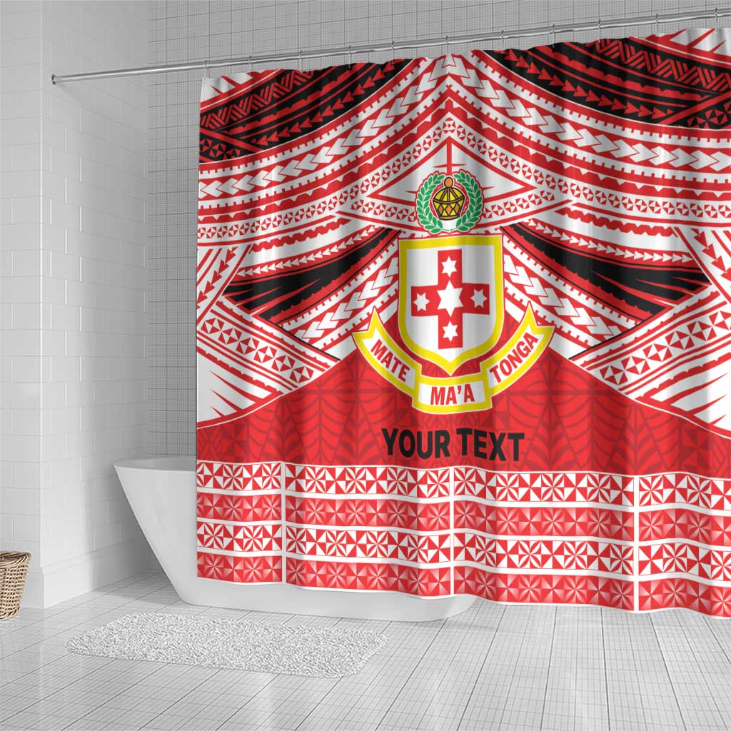 Personalised Kolisi Tonga College Atele Shower Curtain Polynesian Ngatu Tribal