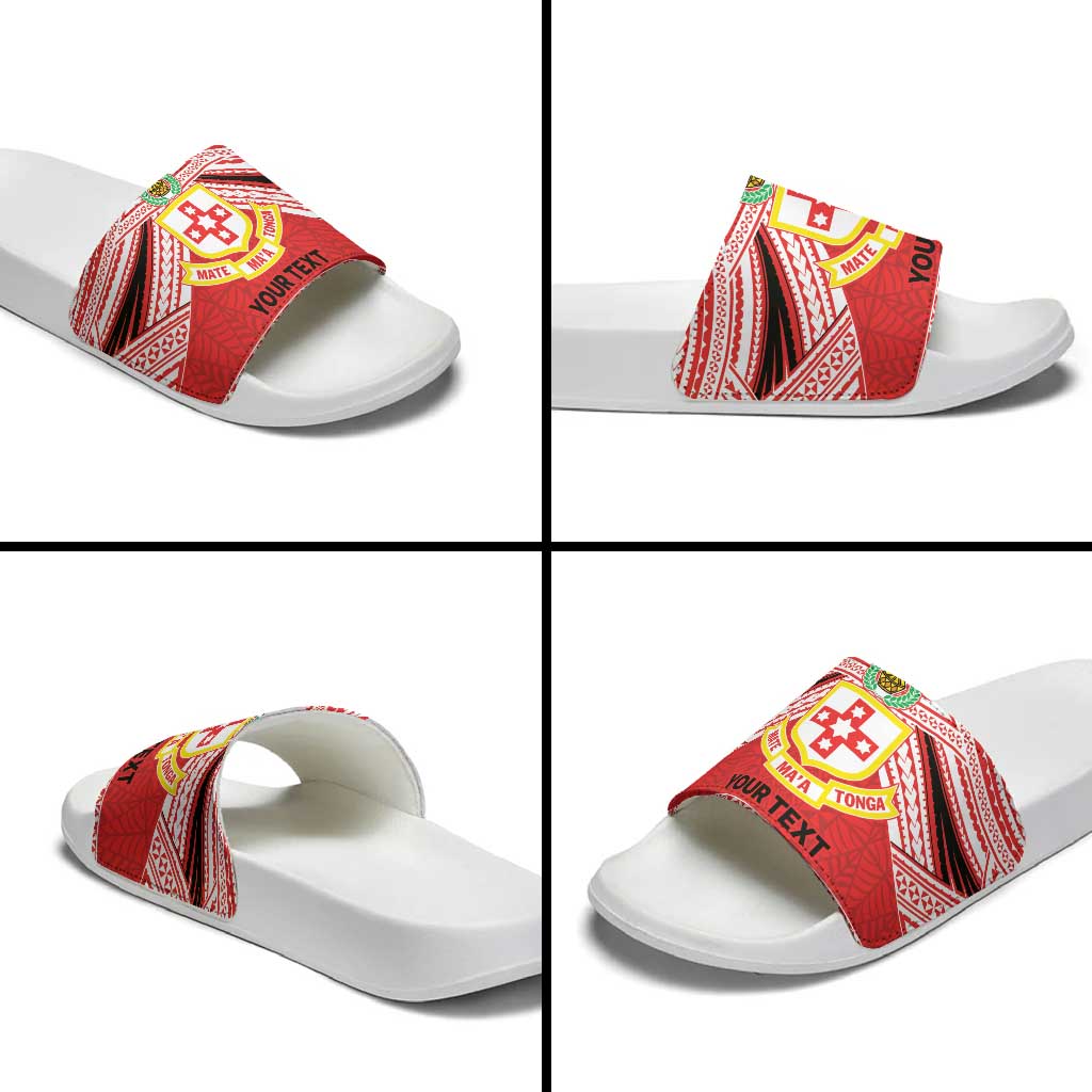 Personalised Kolisi Tonga College Atele Slide Sandals Polynesian Ngatu Tribal - Polynesian Pride