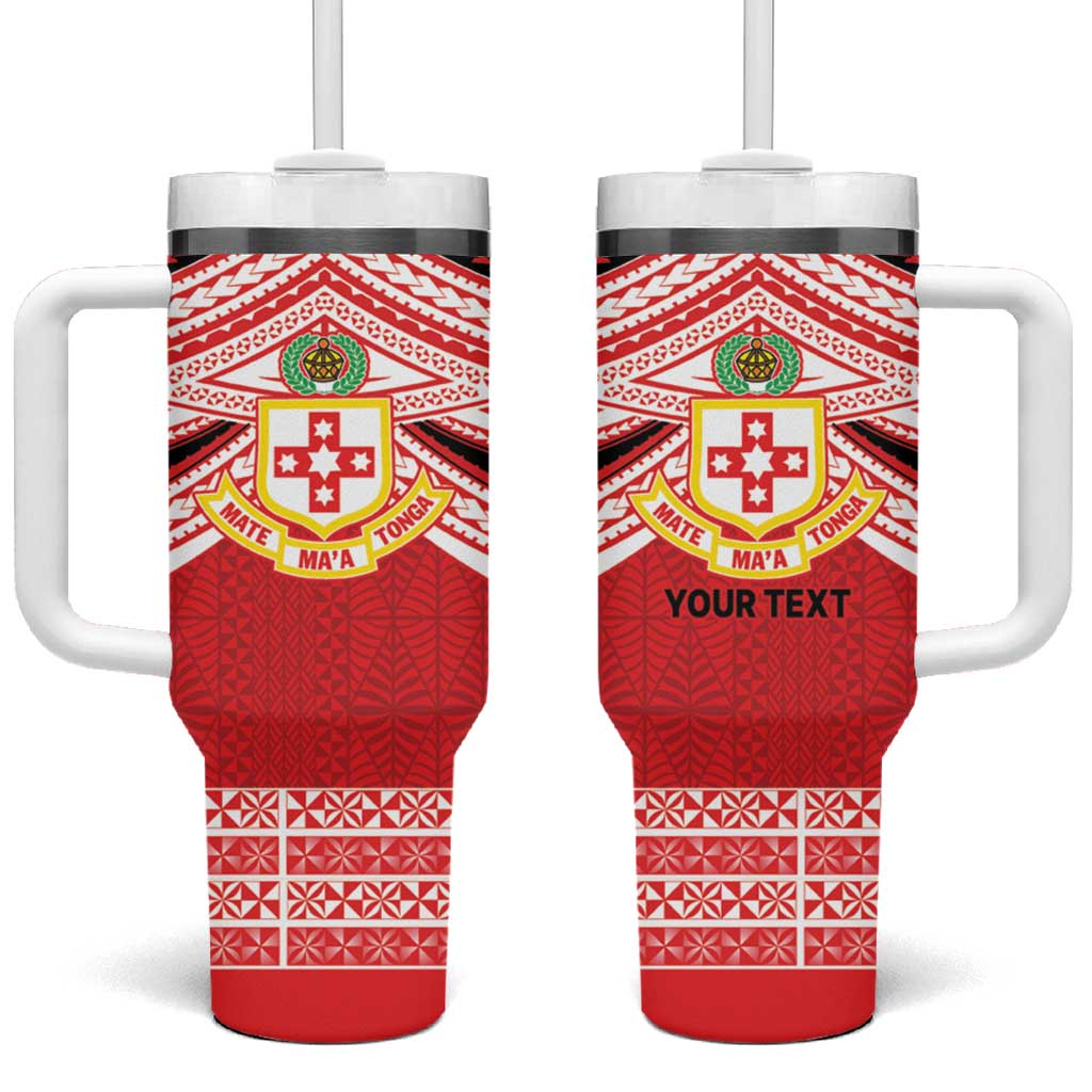 Personalised Kolisi Tonga College Atele Tumbler With Handle Polynesian Ngatu Tribal