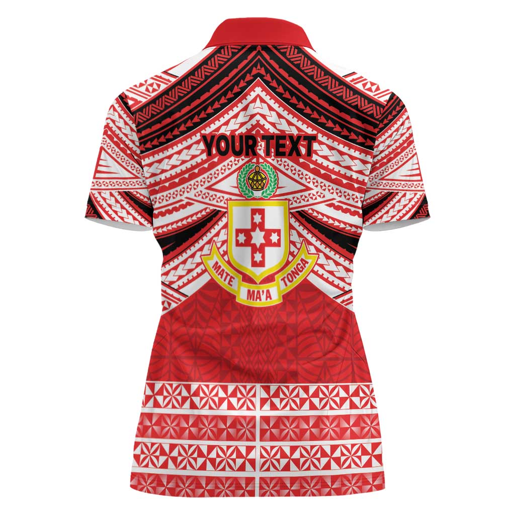 Personalised Kolisi Tonga College Atele Women Polo Shirt Polynesian Ngatu Tribal