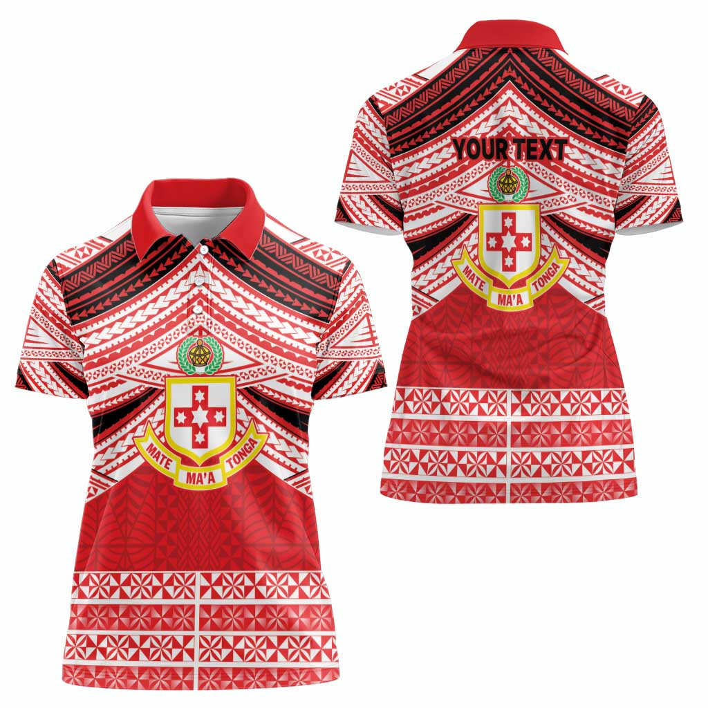 Personalised Kolisi Tonga College Atele Women Polo Shirt Polynesian Ngatu Tribal
