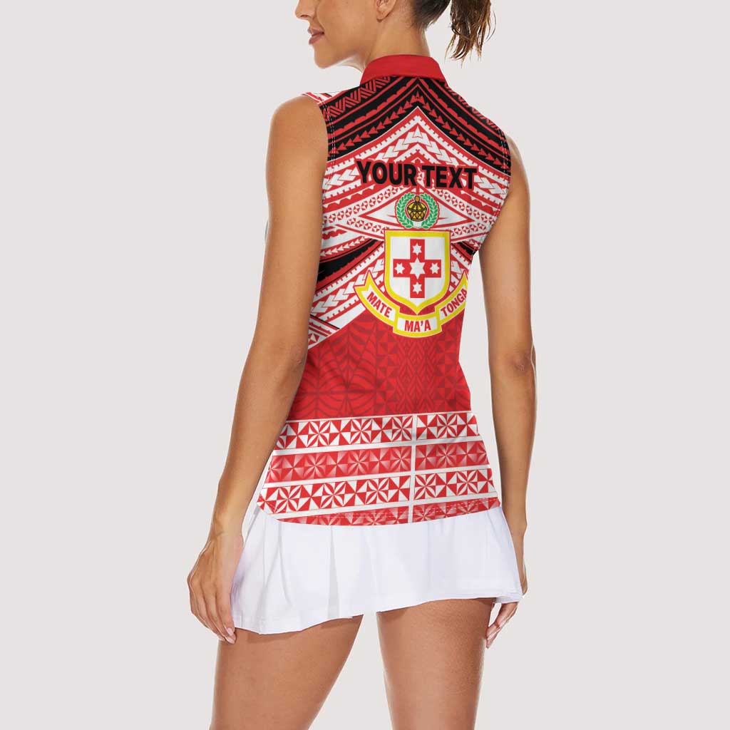 Personalised Kolisi Tonga College Atele Women Sleeveless Polo Shirt Polynesian Ngatu Tribal