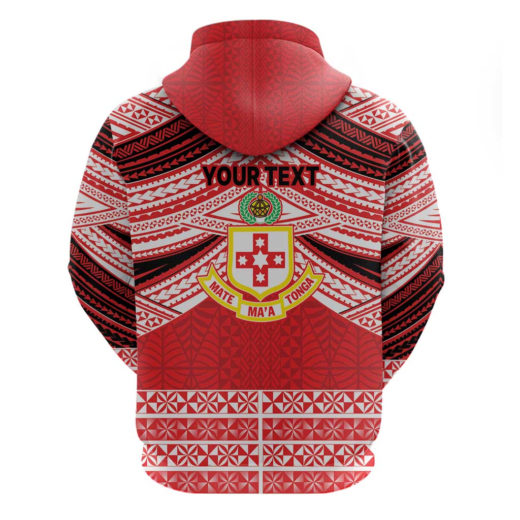 Personalised Kolisi Tonga College Atele Zip Hoodie Polynesian Ngatu Tribal