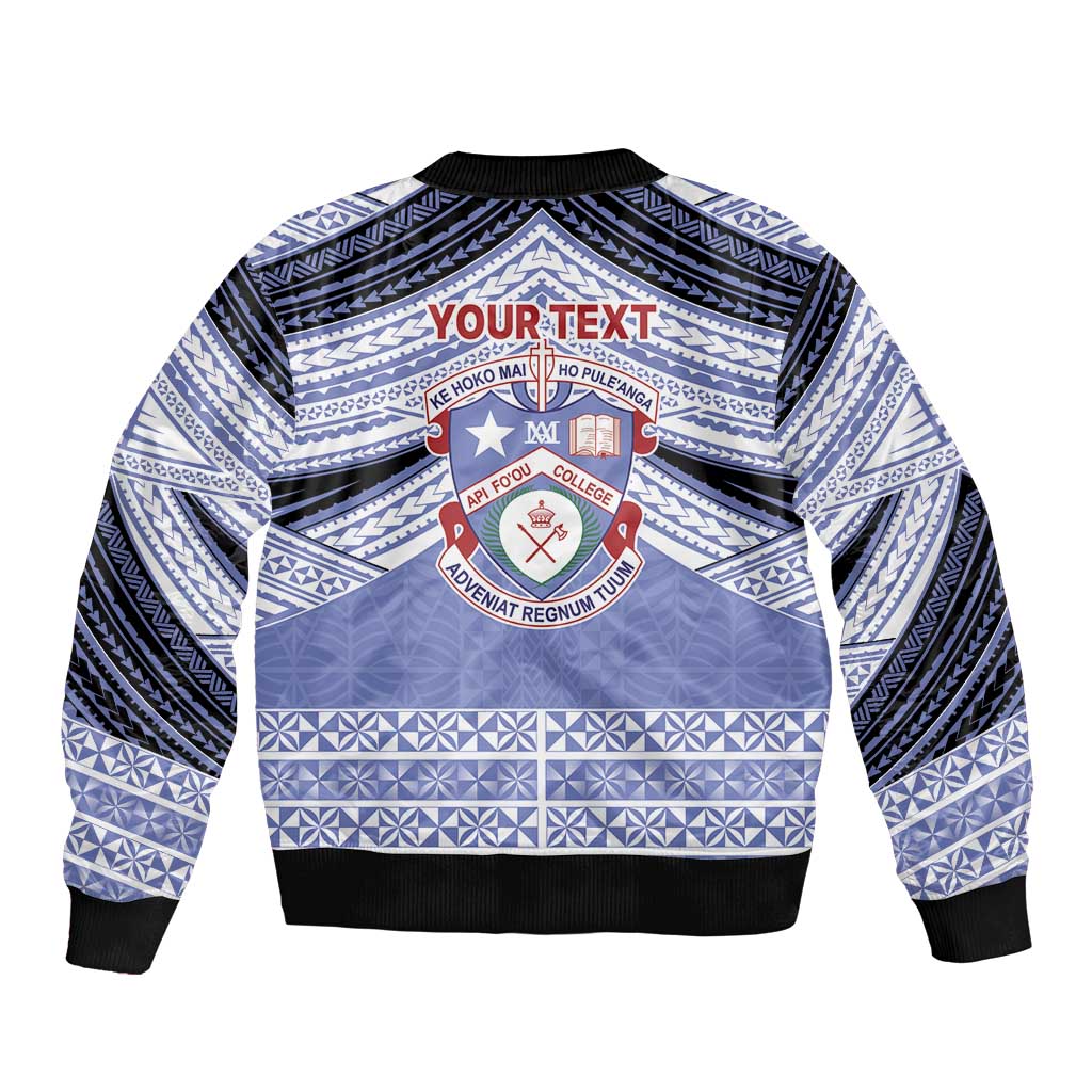 Personalised Tonga Apifoou College Bomber Jacket Polynesian Ngatu Tribal