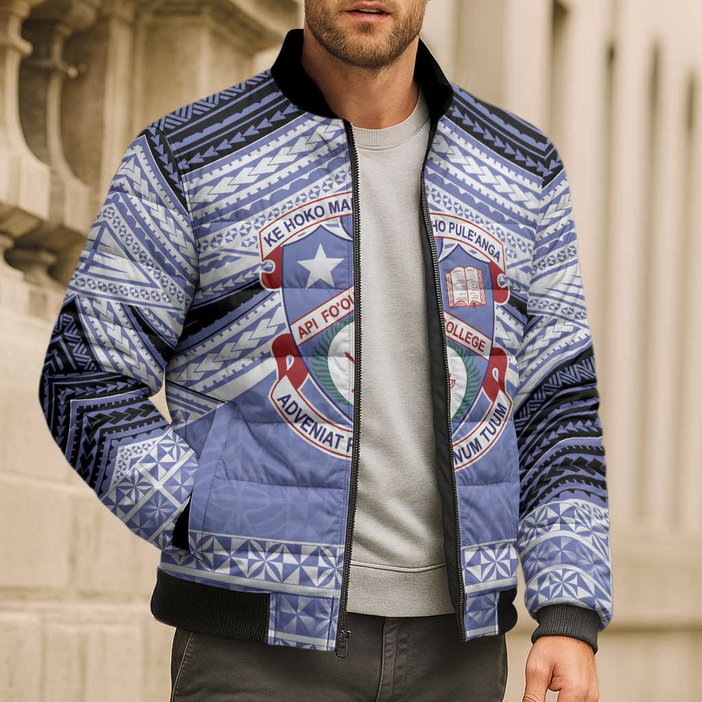 Personalised Tonga Apifoou College Bomber Puffer Jacket Polynesian Ngatu Tribal - Polynesian Pride