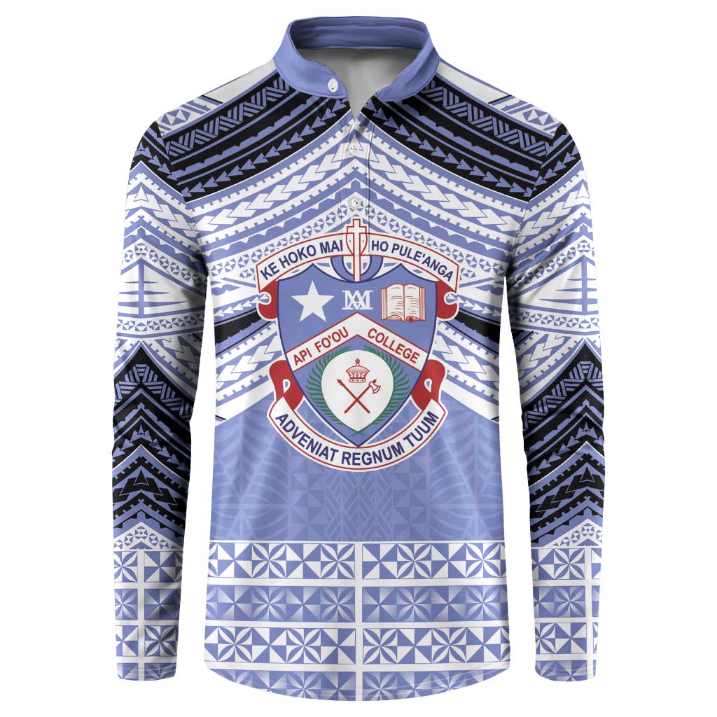 Personalised Tonga Apifoou College Button Sweatshirt Polynesian Ngatu Tribal