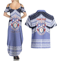 Personalised Tonga Apifoou College Couples Matching Summer Maxi Dress and Hawaiian Shirt Polynesian Ngatu Tribal