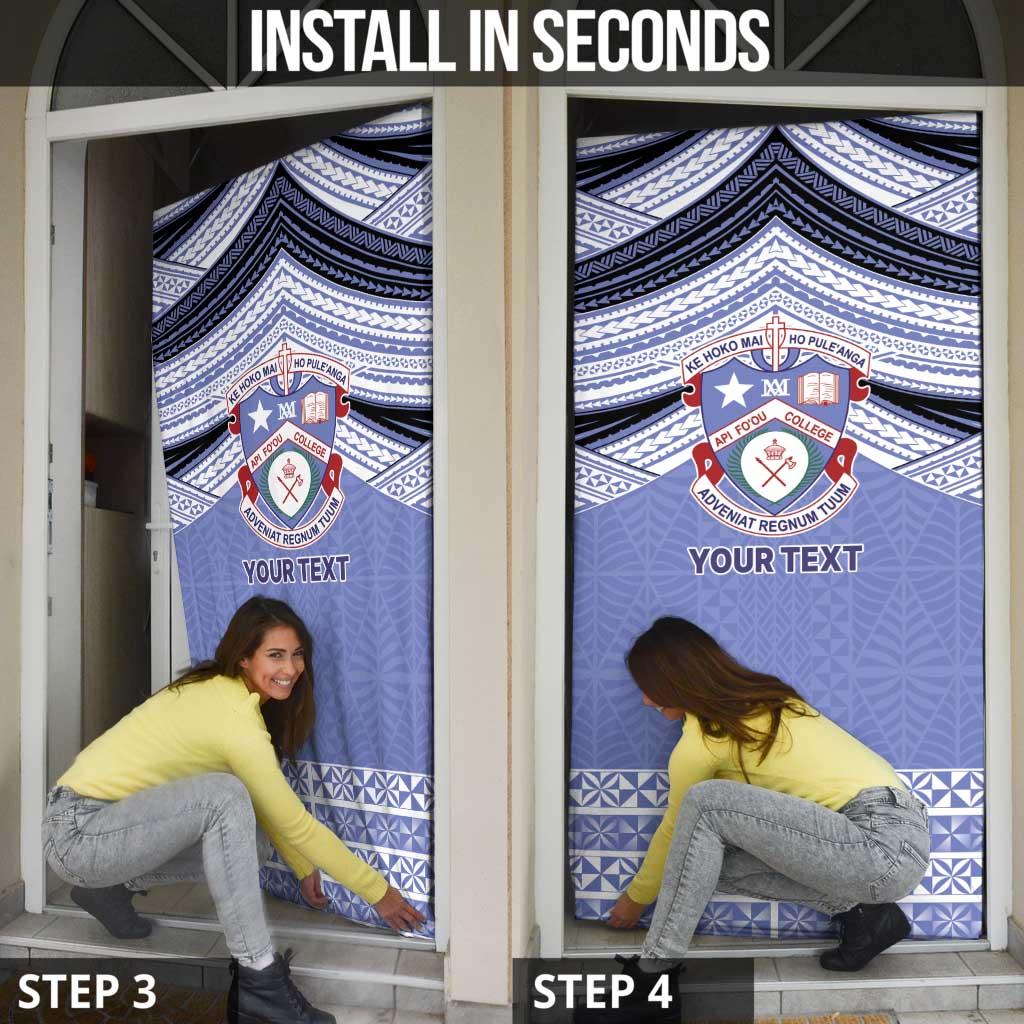 Personalised Tonga Apifoou College Door Cover Polynesian Ngatu Tribal - Polynesian Pride