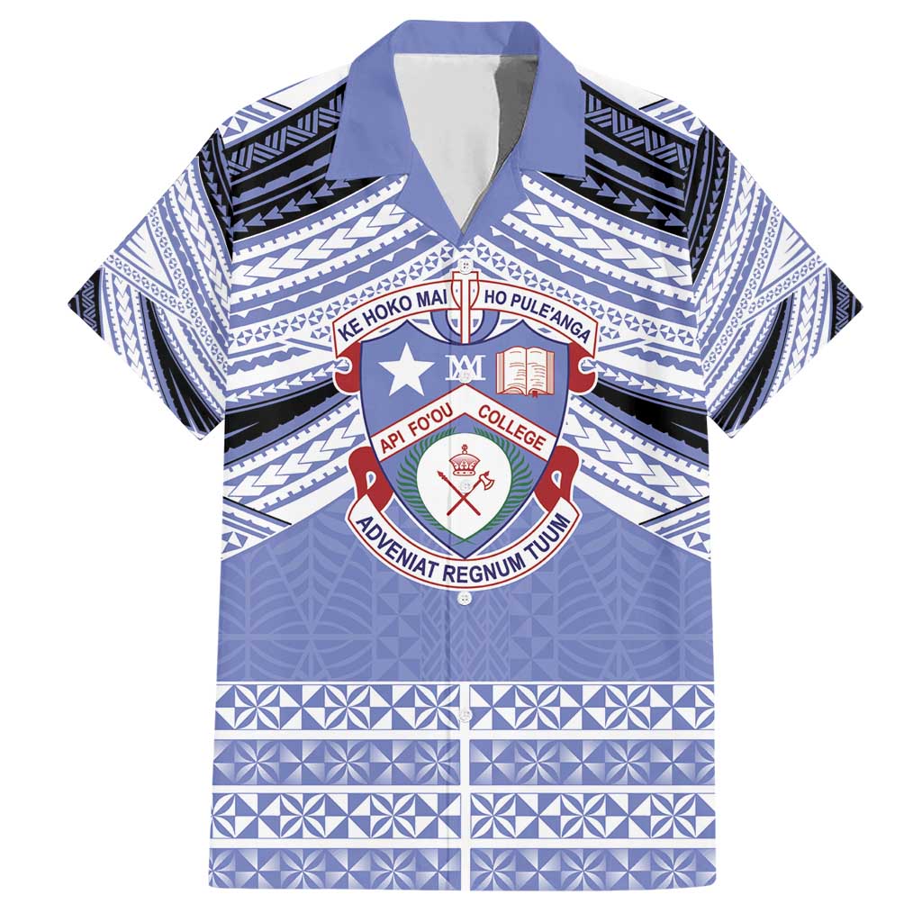 Personalised Tonga Apifoou College Family Matching Short Sleeve Bodycon Dress and Hawaiian Shirt Polynesian Ngatu Tribal
