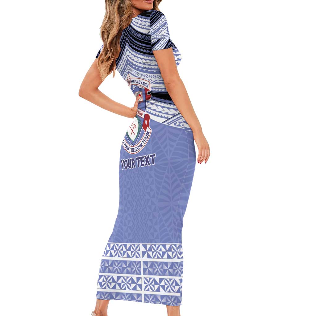 Personalised Tonga Apifoou College Family Matching Short Sleeve Bodycon Dress and Hawaiian Shirt Polynesian Ngatu Tribal