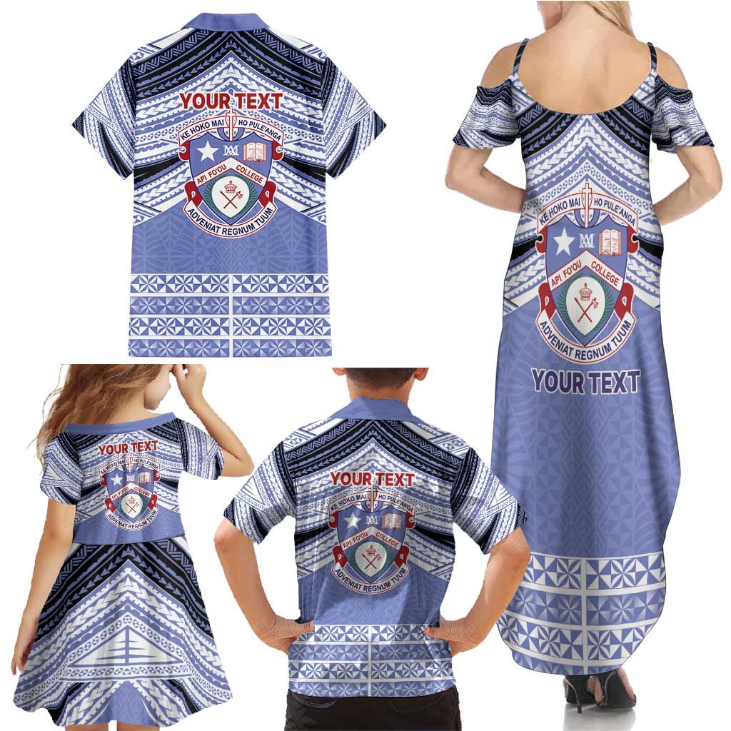 Personalised Tonga Apifoou College Family Matching Summer Maxi Dress and Hawaiian Shirt Polynesian Ngatu Tribal