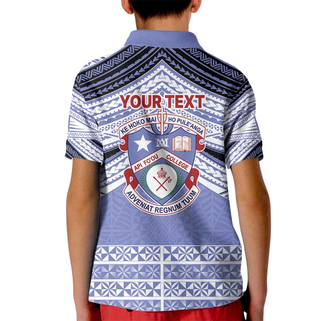 Personalised Tonga Apifoou College Kid Polo Shirt Polynesian Ngatu Tribal