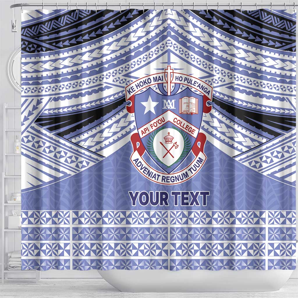 Personalised Tonga Apifoou College Shower Curtain Polynesian Ngatu Tribal