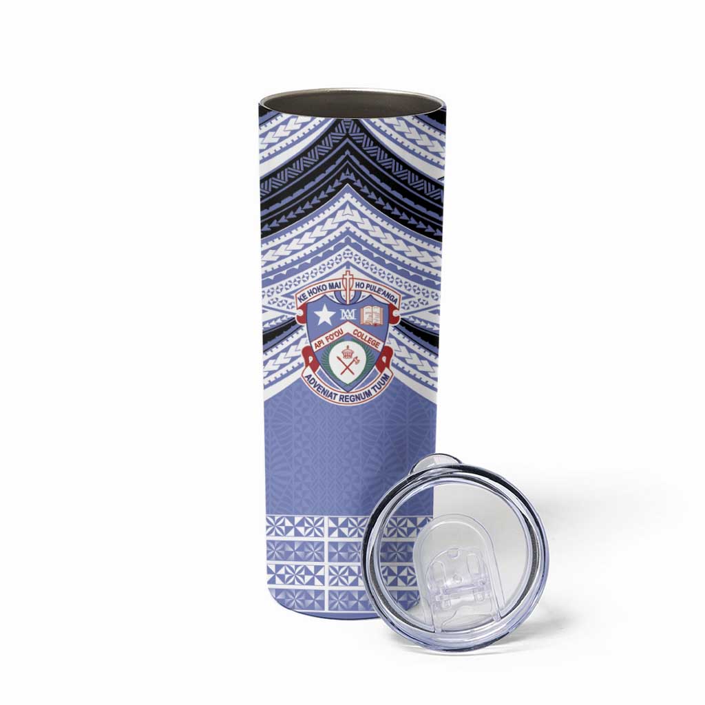 Personalised Tonga Apifoou College Skinny Tumbler Polynesian Ngatu Tribal