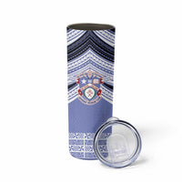 Personalised Tonga Apifoou College Skinny Tumbler Polynesian Ngatu Tribal
