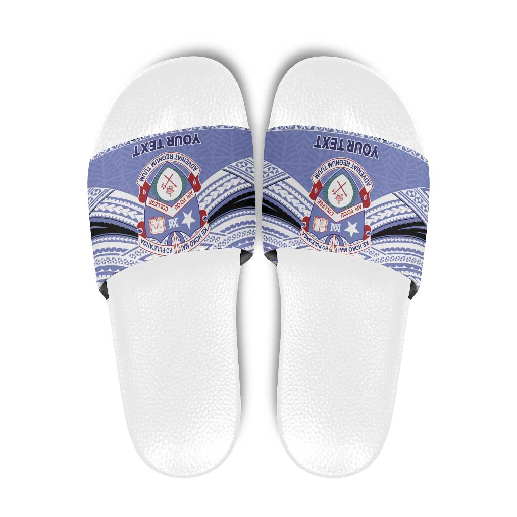 Personalised Tonga Apifoou College Slide Sandals Polynesian Ngatu Tribal - Polynesian Pride