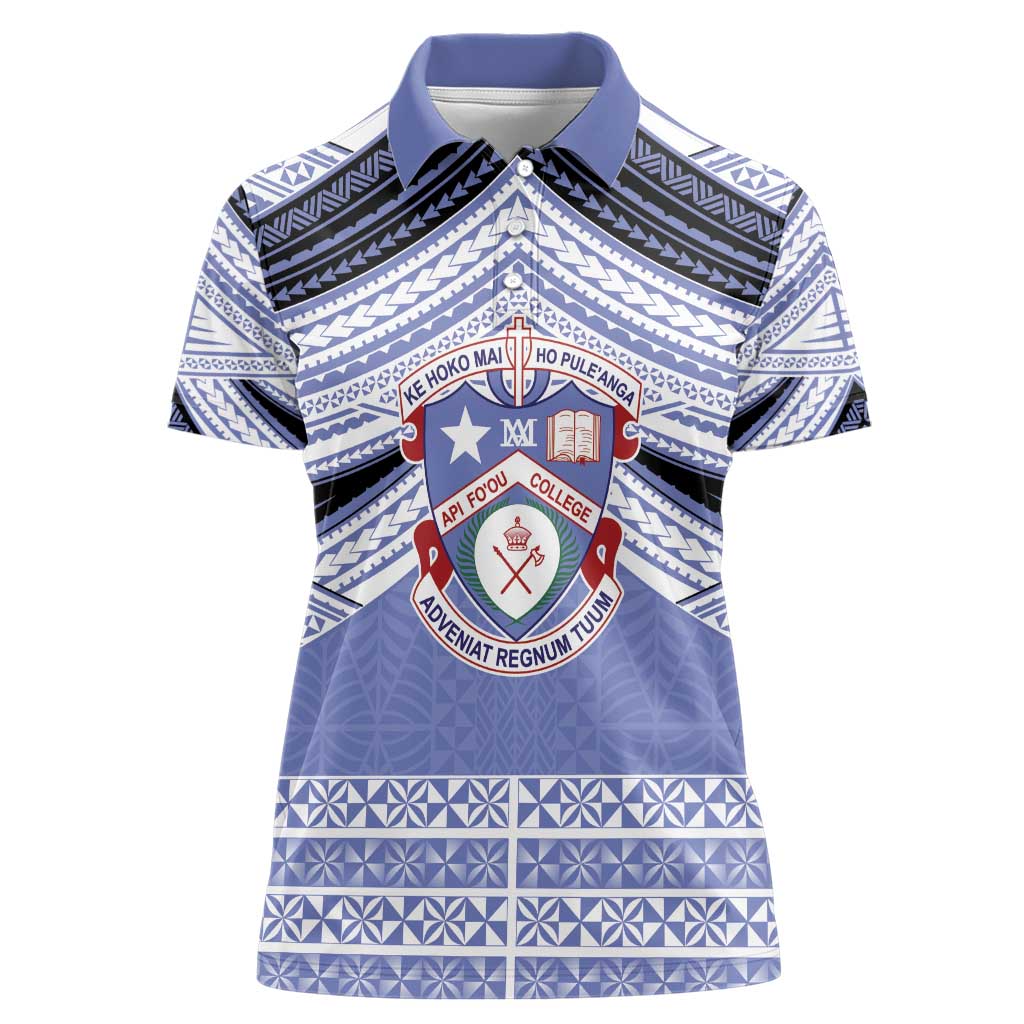 Personalised Tonga Apifoou College Women Polo Shirt Polynesian Ngatu Tribal