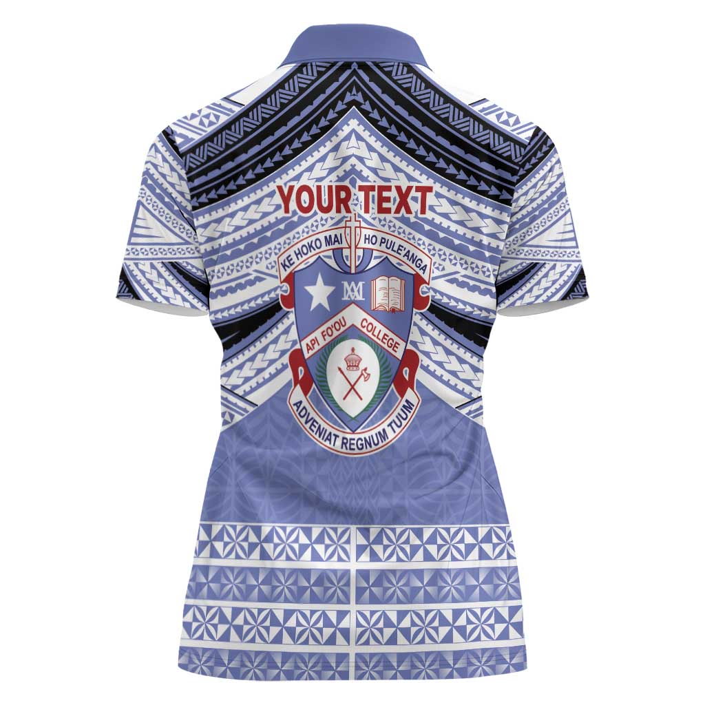 Personalised Tonga Apifoou College Women Polo Shirt Polynesian Ngatu Tribal