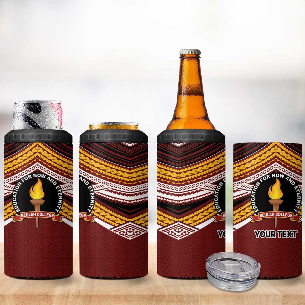 Personalised Tonga Beulah College 4 in 1 Can Cooler Tumbler Polynesian Ngatu Tribal