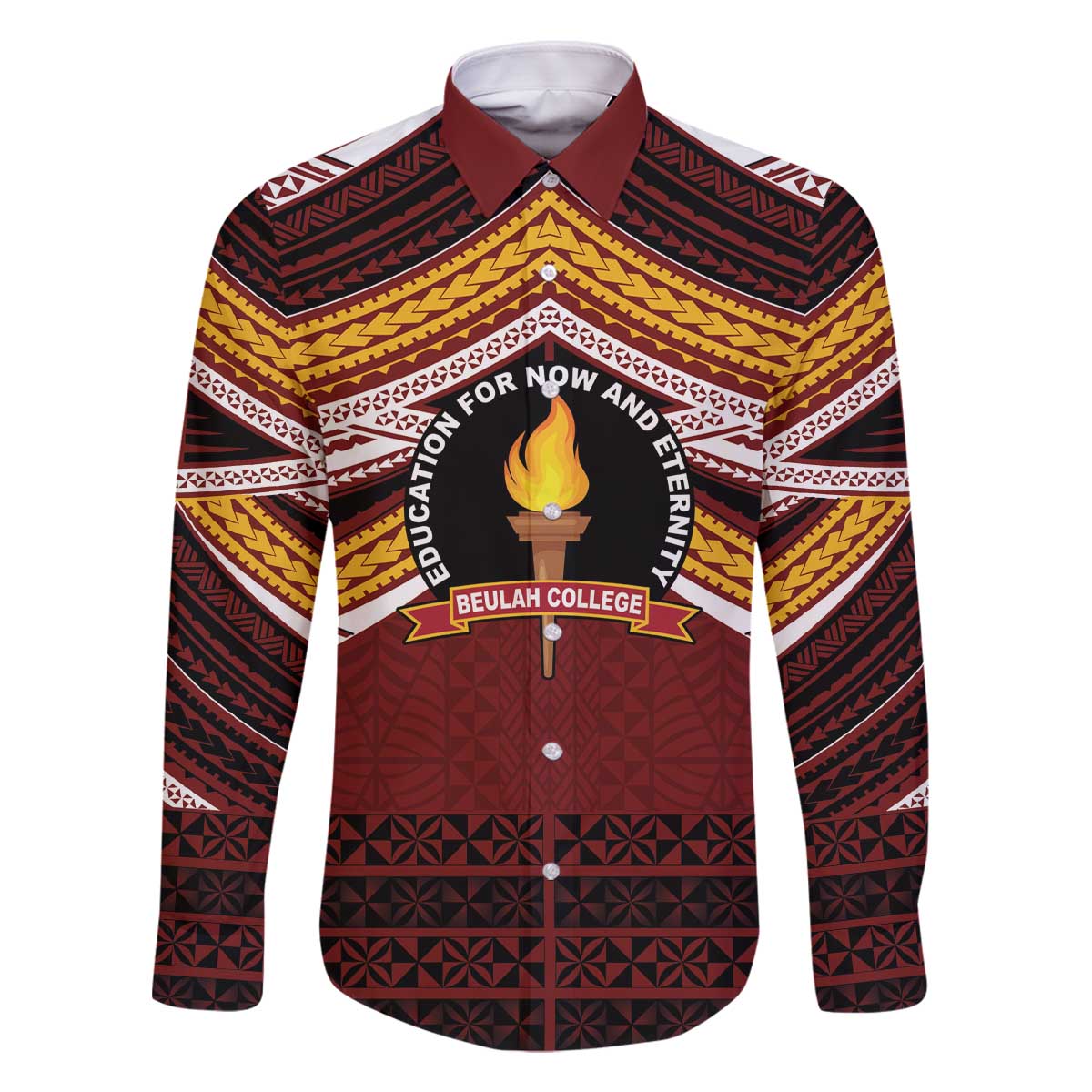 Personalised Tonga Beulah College Family Matching Off The Shoulder Long Sleeve Dress and Hawaiian Shirt Polynesian Ngatu Tribal