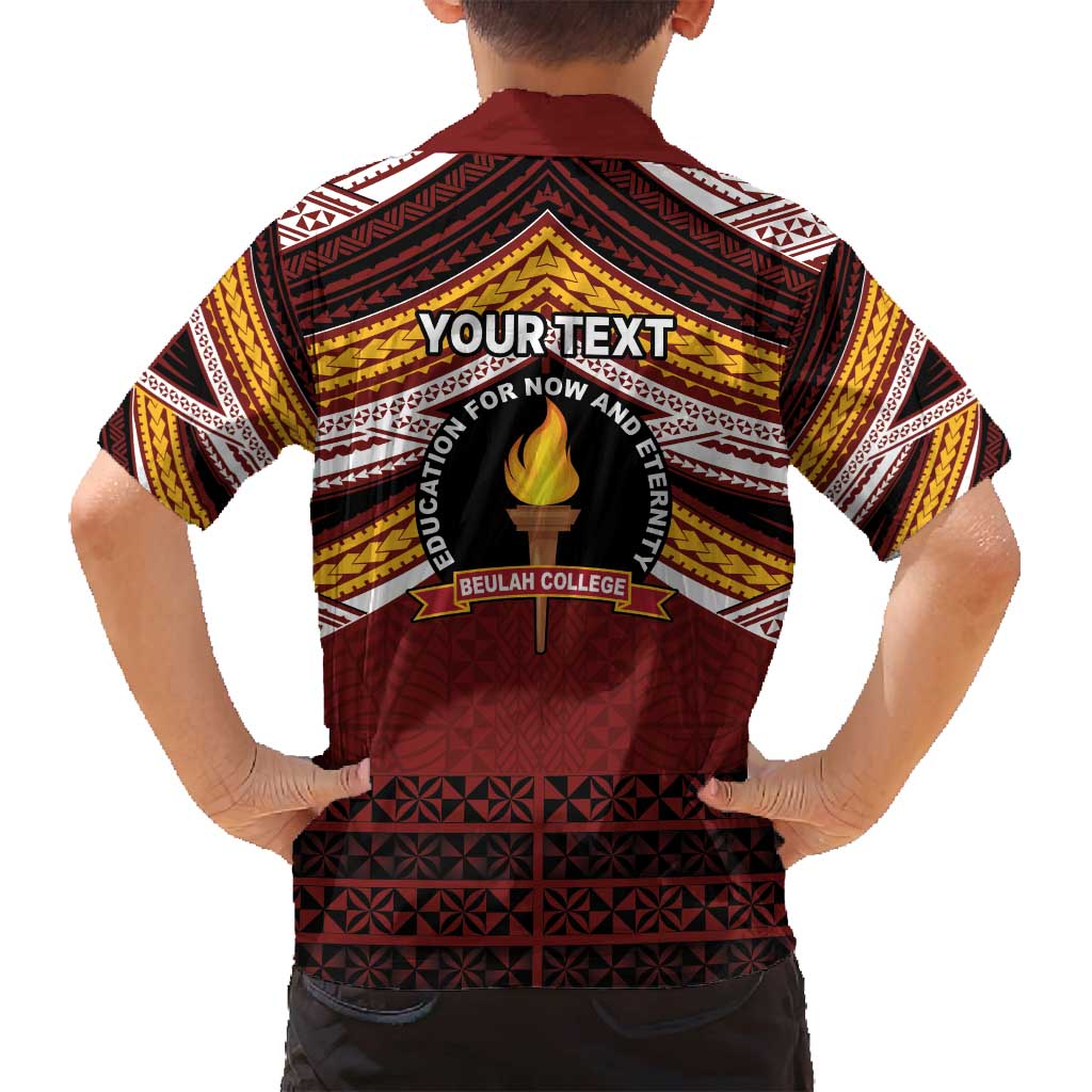 Personalised Tonga Beulah College Family Matching Puletasi and Hawaiian Shirt Polynesian Ngatu Tribal