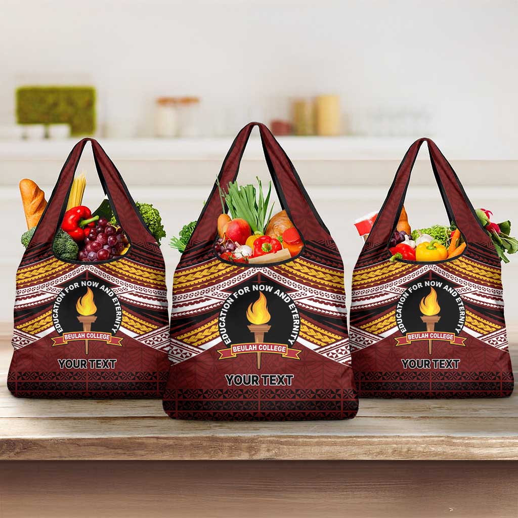 Personalised Tonga Beulah College Grocery Bag Polynesian Ngatu Tribal