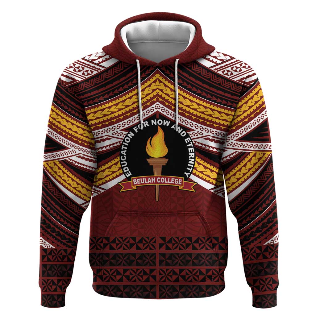 Personalised Tonga Beulah College Hoodie Polynesian Ngatu Tribal