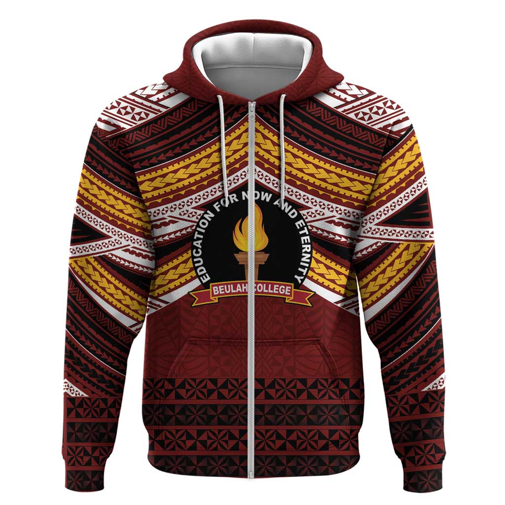 Personalised Tonga Beulah College Hoodie Polynesian Ngatu Tribal