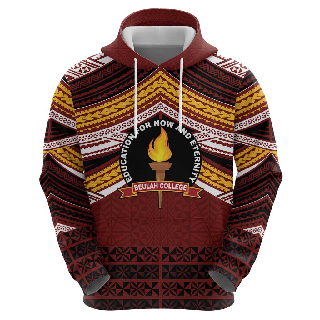 Personalised Tonga Beulah College Hoodie Polynesian Ngatu Tribal