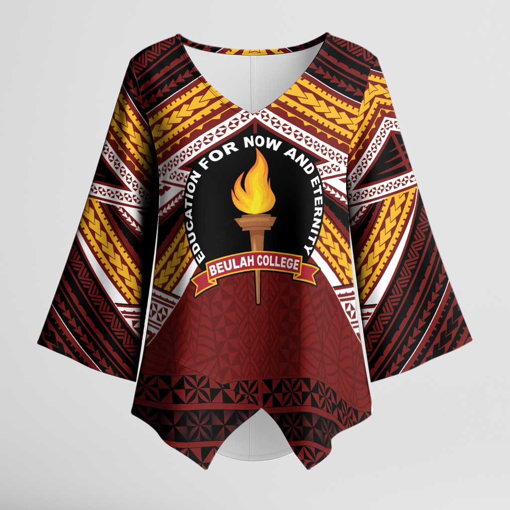 Personalised Tonga Beulah College Kimono Sleeve Blouse Polynesian Ngatu Tribal - Polynesian Pride
