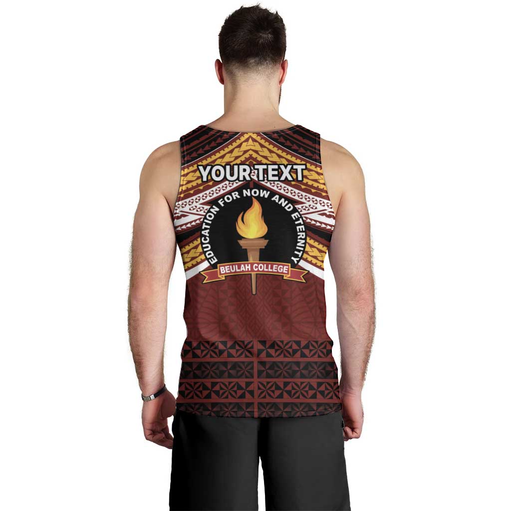 Personalised Tonga Beulah College Men Tank Top Polynesian Ngatu Tribal