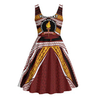 Personalised Tonga Beulah College Midi Dress Polynesian Ngatu Tribal - Polynesian Pride